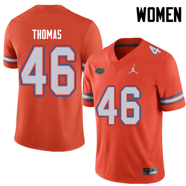 Jordan Brand Women #46 Will Thomas Florida Gators College Football Jerseys Sale-Orange - Click Image to Close